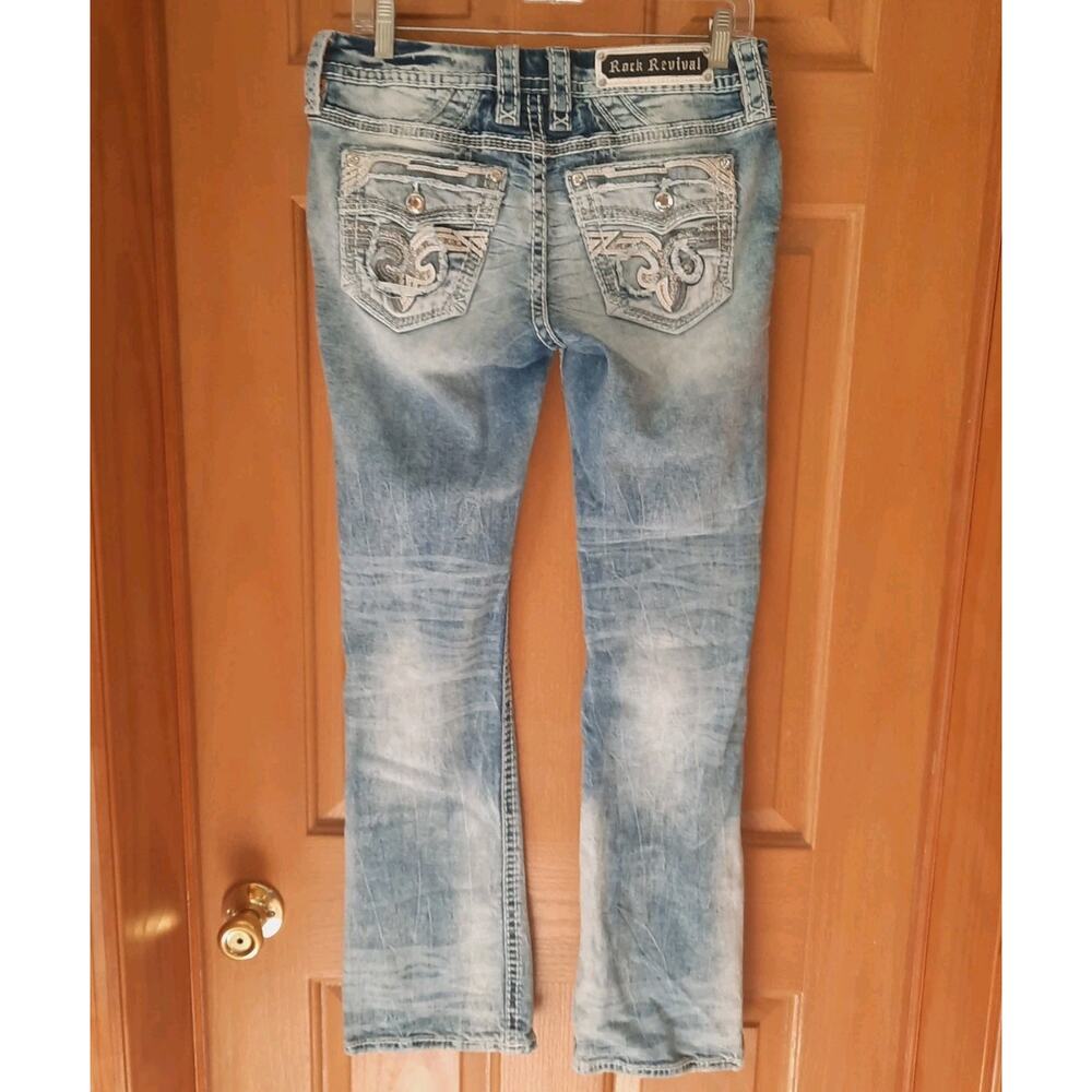 Rock Revival "Dao" Bootcut Womens 27 Bling Light Wash Embellished - Picture 3 of 16
